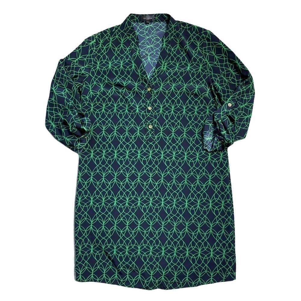 The Limited Navy & Green Long Sleeve Mini Dress S